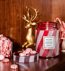 Japonica Crushed Candy Cane Scented Candle Tin