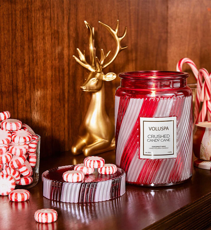 Japonica Crushed Candy Cane Scented Candle Tin