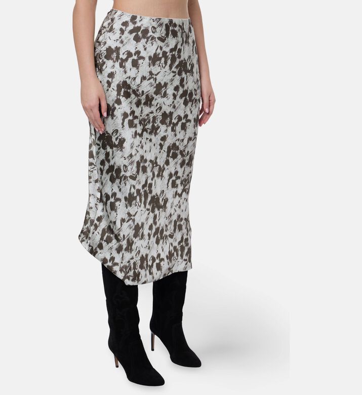 Samsoe Abstract Floral Midi Skirt, White, S, Model View