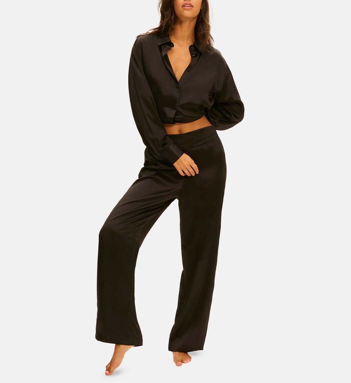 Satin Lace-detailing Pants