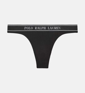 Polo by Ralph Lauren Logo-waistband Mid-rise Thong, Black, S, Packshot View