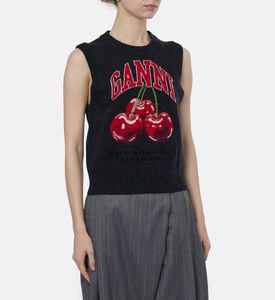 Ganni Logo-embroidery Straight Hem Vest, Model View