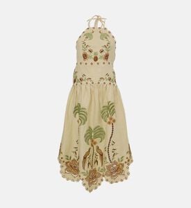 Delicate Forest Richelieu Floral-embroidery Midi Dress Delicate Forest Richelieu Floral-embroidery Midi Dress