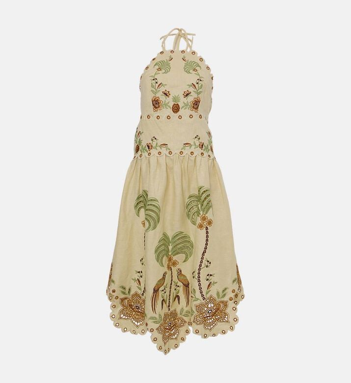 Delicate Forest Richelieu Floral-embroidery Midi Dress Delicate Forest Richelieu Floral-embroidery Midi Dress