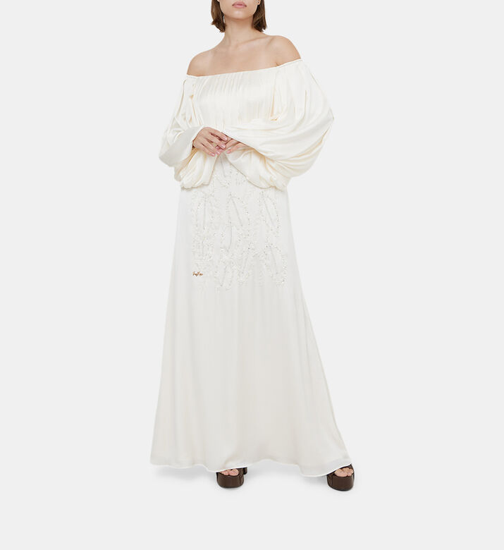 فستان بصدرية بتصميم أوراق شجر