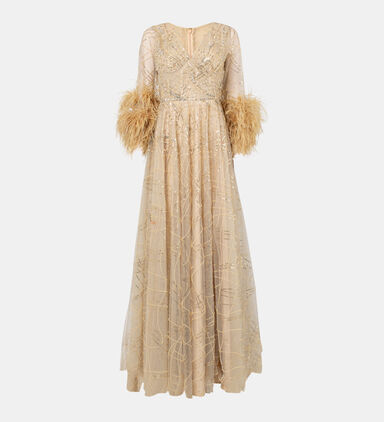 Embellished Maxi Tafta Dress