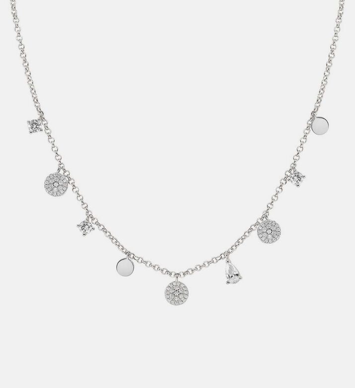 Lucentissima Dangling Pendant Silver Choker Necklace