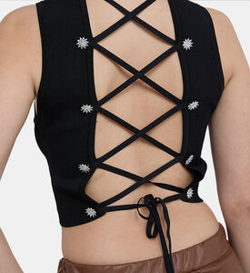Loe Lace-up Back Sleeveless Sweater
