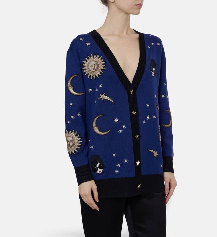 Alice and Olivia Celestial-embroidery Button Closure Cardigan, Model View