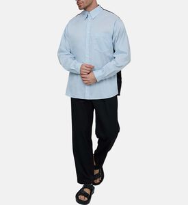 قميص بوبلين فضفاض بأكمام متباينة