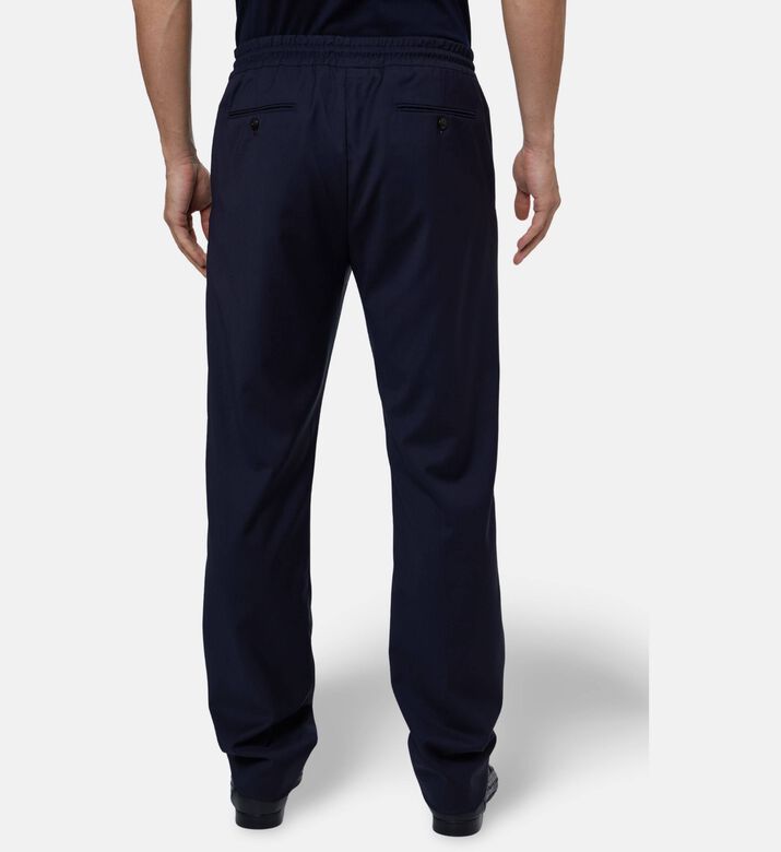 Pal Zileri Drawstring Straight-leg Trousers, Navy, 56, Model View