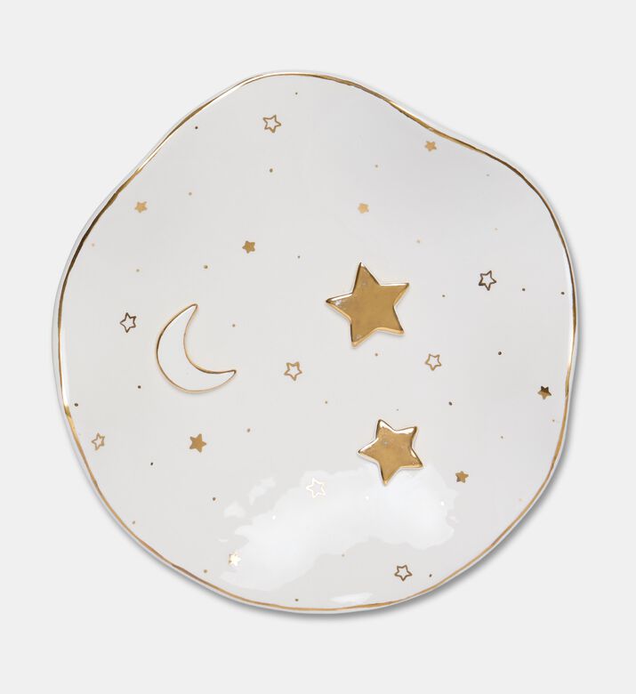 Noorena Ramadan Moon Gold Glazed Ceramic Dish, Packshot View
