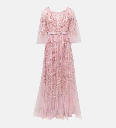 Beaded Three-quarter Sleeves Dress