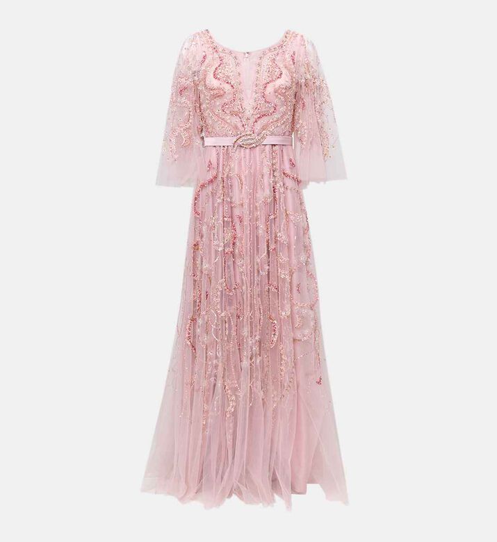 Beaded Three-quarter Sleeves Dress