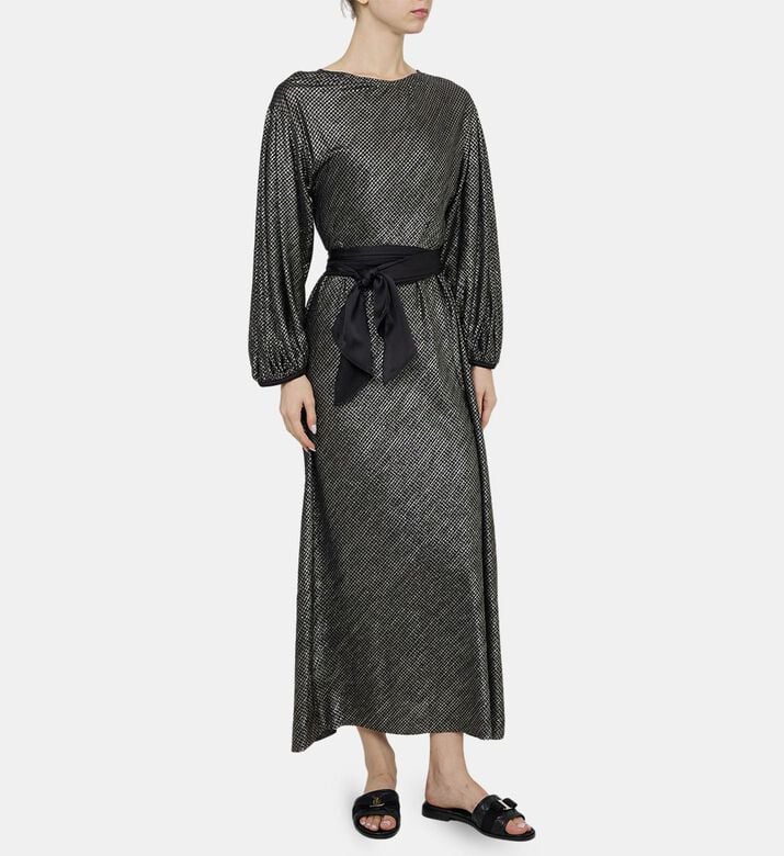 Metallic Belted Midi Dress Metallic Belted Midi Dress