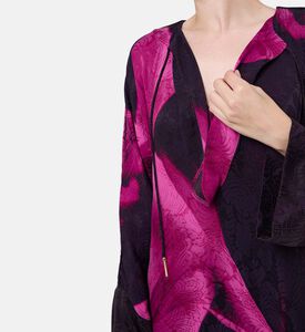 Niluu Floral-print Tie Closure Flared Dress, Model View