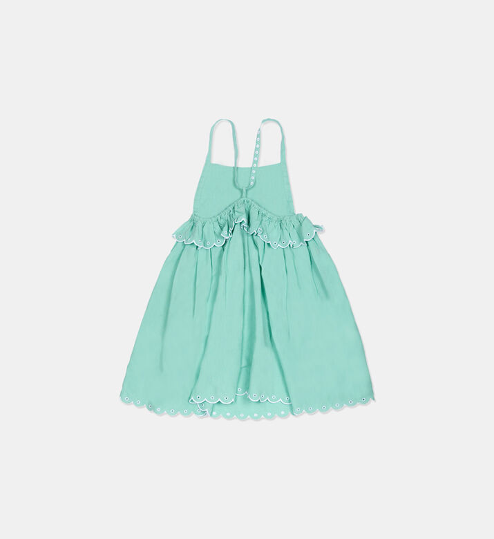 فستان كامي مطرز بحافة صدفية