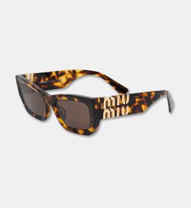 Miu Miu Gold Logo Temples Square Frame Sunglasses 51, Terracotta, Packshot View