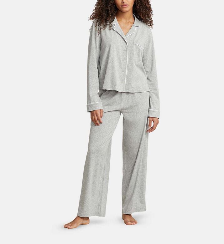 Polo by Ralph Lauren White Piping Long-sleeve Shirt Pajama Set, Model View