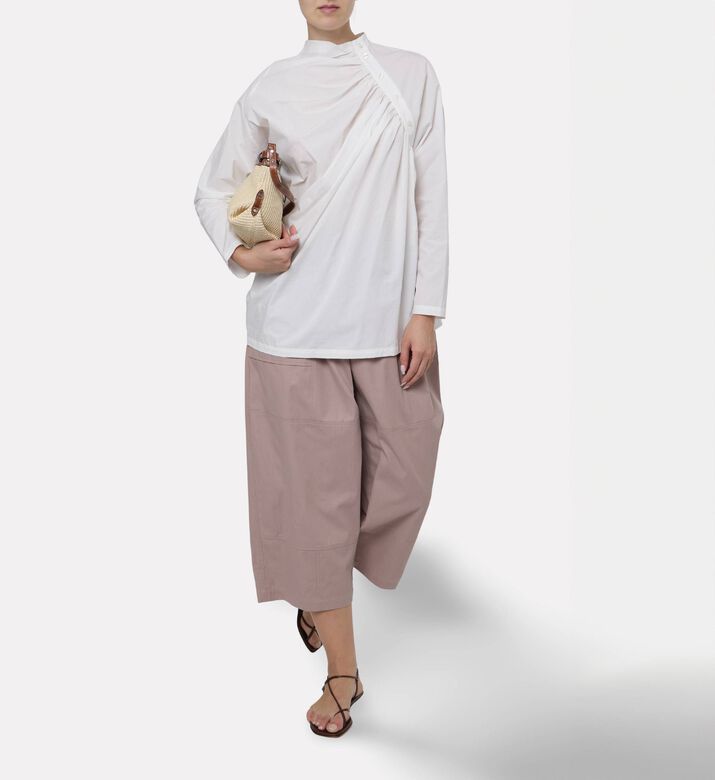 Dawei Asymmetric Button Closure Shirt, White, 40, Model View