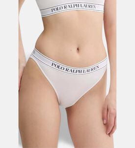 Polo by Ralph Lauren Logo-waistband High-waist Thong, White, S, Model View