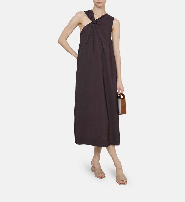 Emna Asymmetrical Brown Viscose Dress Emna Asymmetrical Brown Viscose Dress