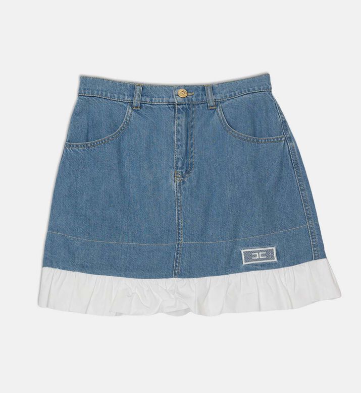 Ruffle Hem Detail Flared Skirt
