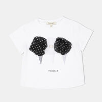 Cotton Polka Dot Applique T-shirt