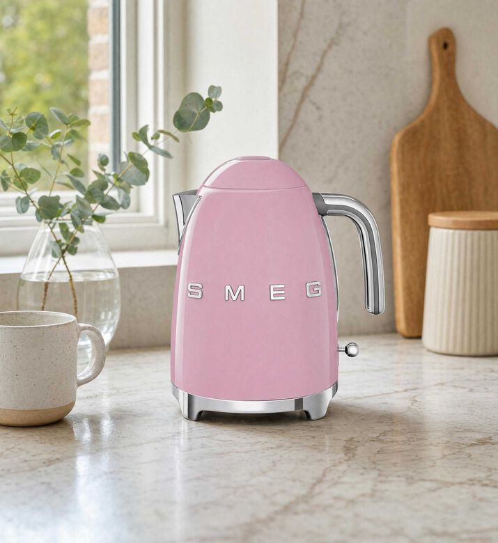 Smeg Standard Stainless Steel Kettle, Pink, Model View