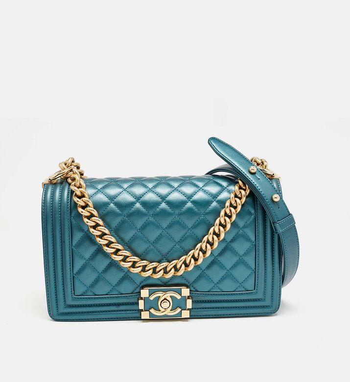 Chanel Metallic-effect Quilted Leather Boy Flap Bag Preowned