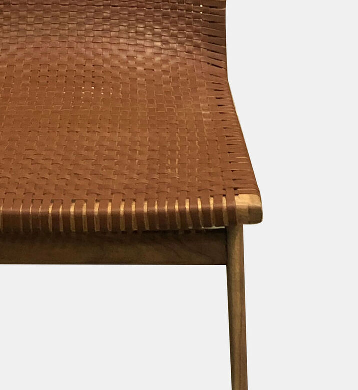 Home Deco and More Gia Teak Leather Lounge Chair, Brown, 70x78x76-cm, Packshot View