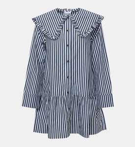 فستان بنمط قميص قطني مخطط قصير