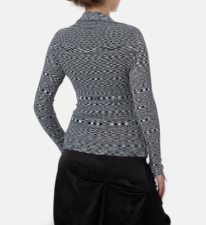 Ganni Knit Stripe-print Long-sleeve Polo Shirt, Model View