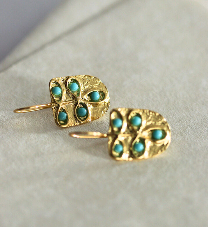 Ottoman Hands Leaf Design Drop Earrings, Packshot View