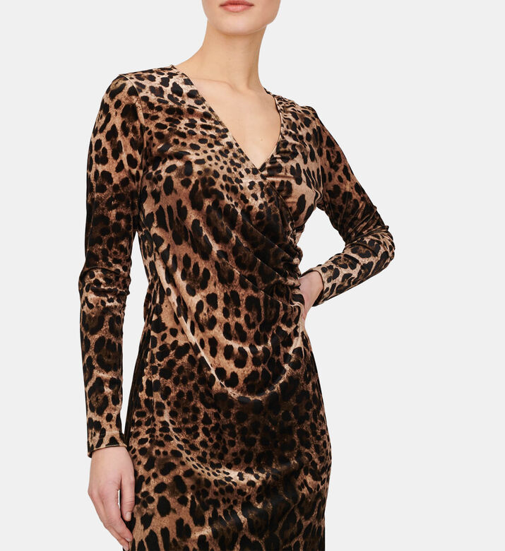 Animal-print Wrap Midi Dress Animal-print Wrap Midi Dress
