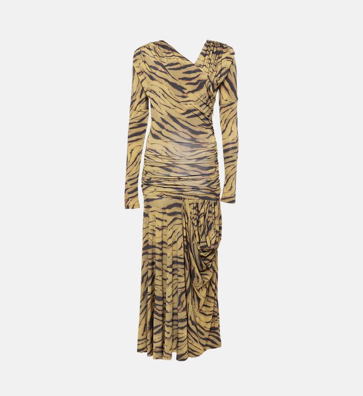 Ganni Zebra-print Long-sleeve Maxi Dress, Packshot View