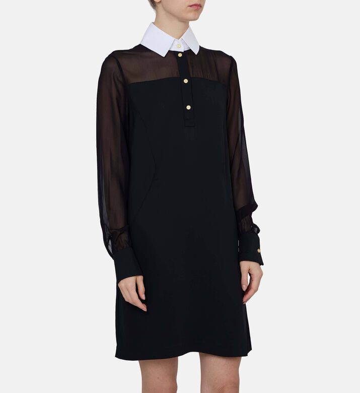 Button-front Long-sleeve Shirt Dress