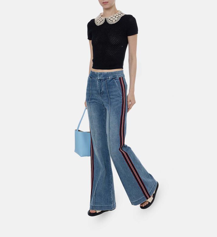 Striped Retro-style Flared Jeans