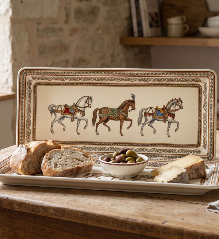 Gien Chevaux Du Vent Oblong Serving Tray, Model View