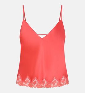 Satin Embroidered Flower V-neck Top