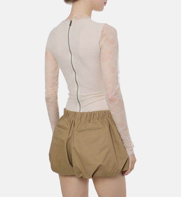 بودي سوت ضيق طويل الأكمام بزخارف أزهار