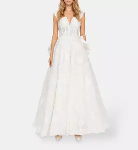 L Atelier Du Luxe Beaded Lace Embellished Gown, Model View