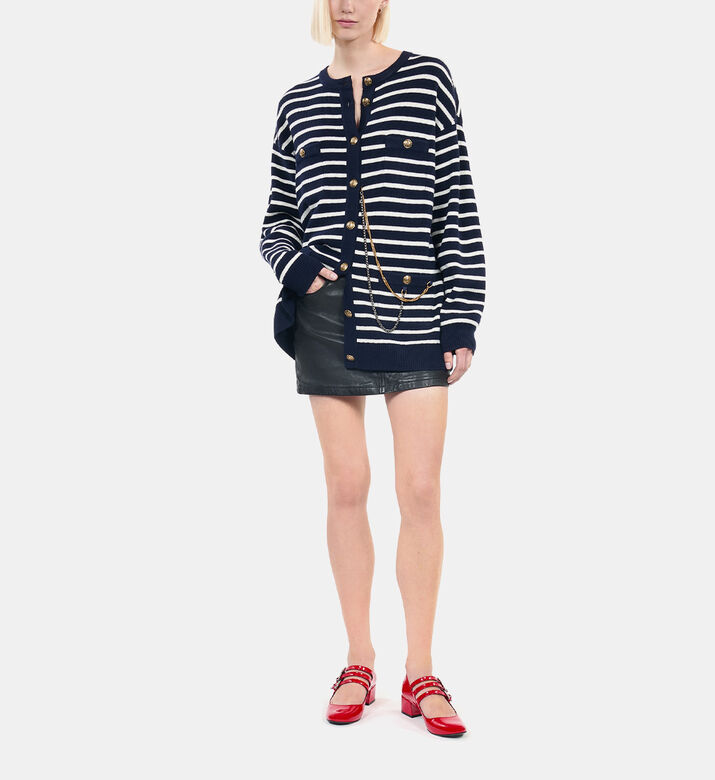 Chain-details Striped Cardigan Chain-details Striped Cardigan
