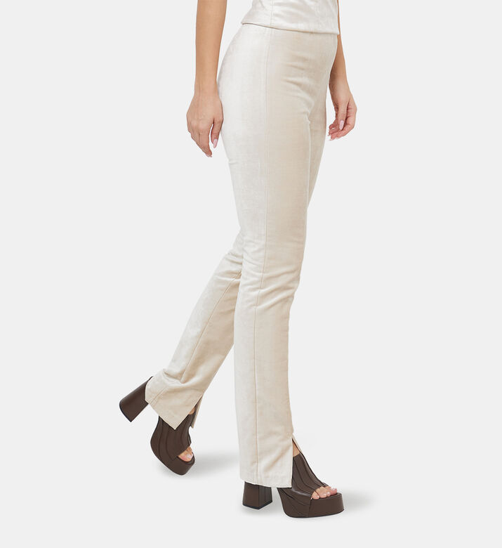 بنطال قطن مخملي بخصر عالي