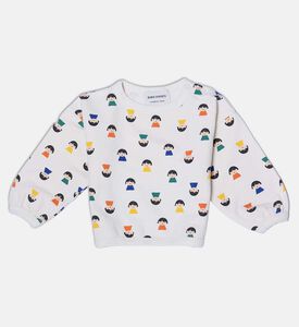 Bobo Choses All-over Colorful Face-print Shoulder Snaps Sweatshirt, Packshot View