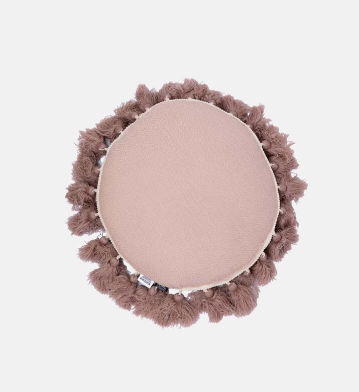 Home Deco and More Cameo Dobby Cotton Tassel Filled And Vaccumed Cushion, Pink, Packshot View