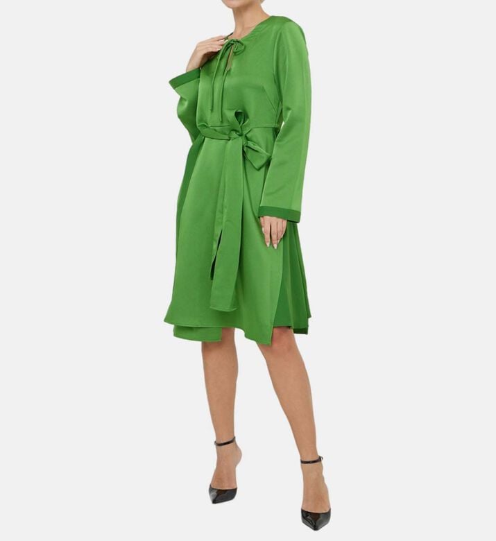 Tied Neck Belted Midi Dress Tied Neck Belted Midi Dress