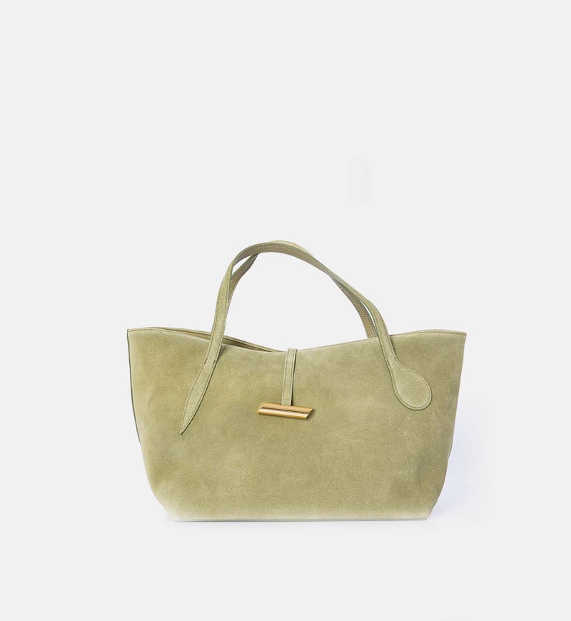 Suede Top Handle Tote Bag