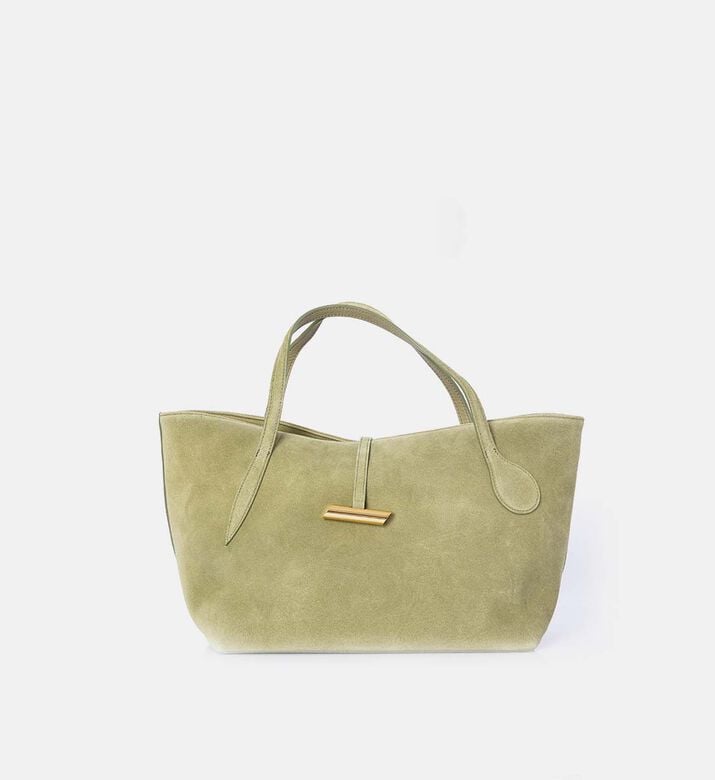 Suede Top Handle Tote Bag