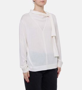 Beatrice B Knot Closure Long-sleeve Blouse, Model View Beatrice B Knot Closure Long-sleeve Blouse, Model View